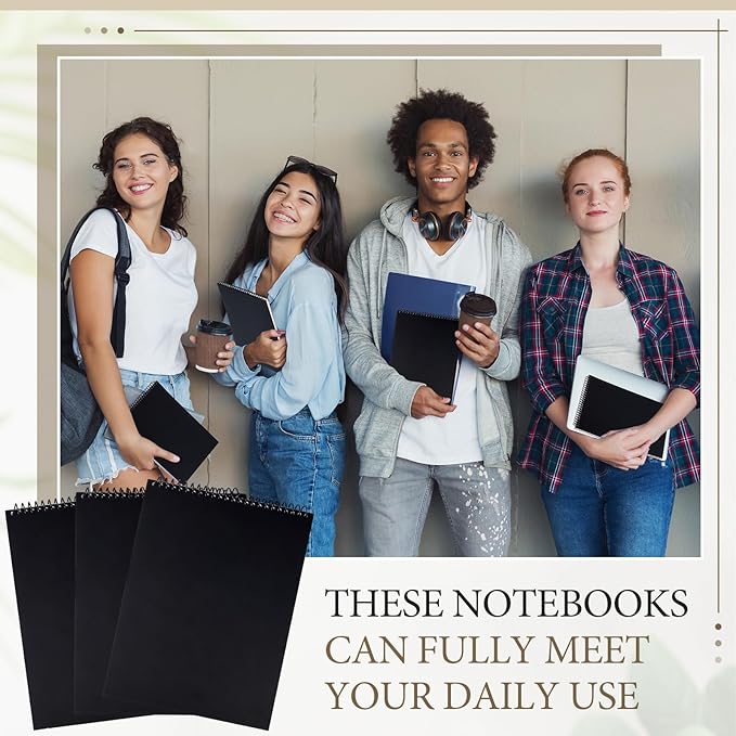 10 Packs 8.5" x 11" Top Spiral Notebook with 3 Hole Punched Legal Pads College Ruled Notepad 50 Sheets Hard Cardboard Paper Wirebound Notepad for Office School Business (White)-DeskoryOffice