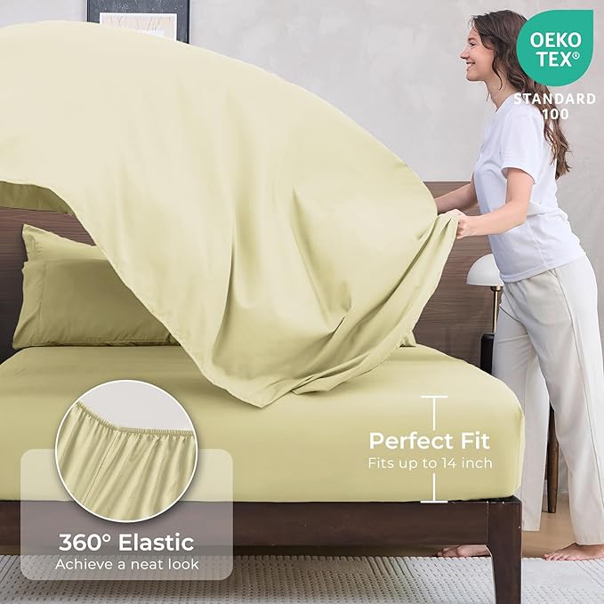 HEVUMYI Cream Yellow Queen Comforter Set - Image 5