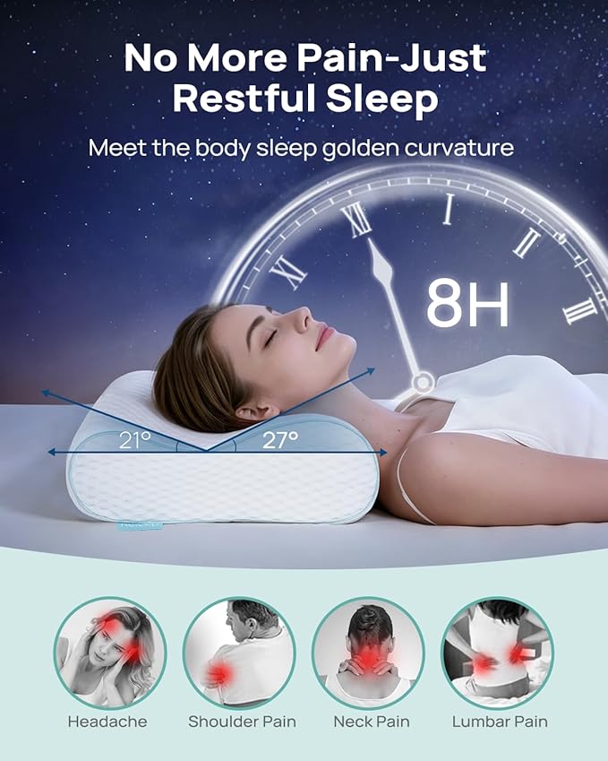 Releep Memory Foam Neck Pillow for Pain Relief – Adjustable Contour, Portable & - Image 8