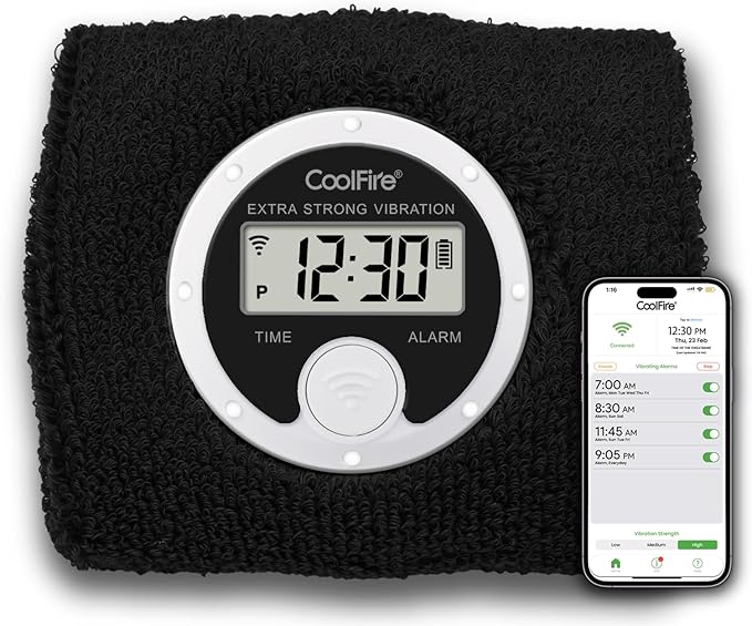 CoolFire Vibrating Alarm Clock Wristband, Silent Wake-Up Watch by Coolfire