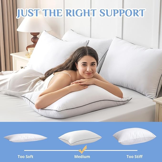 JOLLYVOGUE King Size Pillows Set of 4, Collection Bed Pillows - Image 4