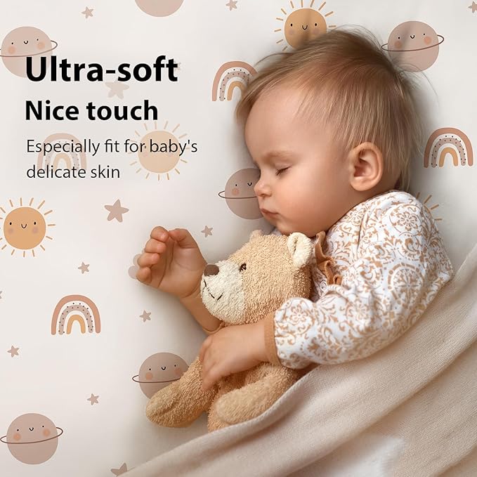 Baby Mini Crib Sheets Boy, Portable 38”x26” Pack and Play Sheets Fitted - Image 2