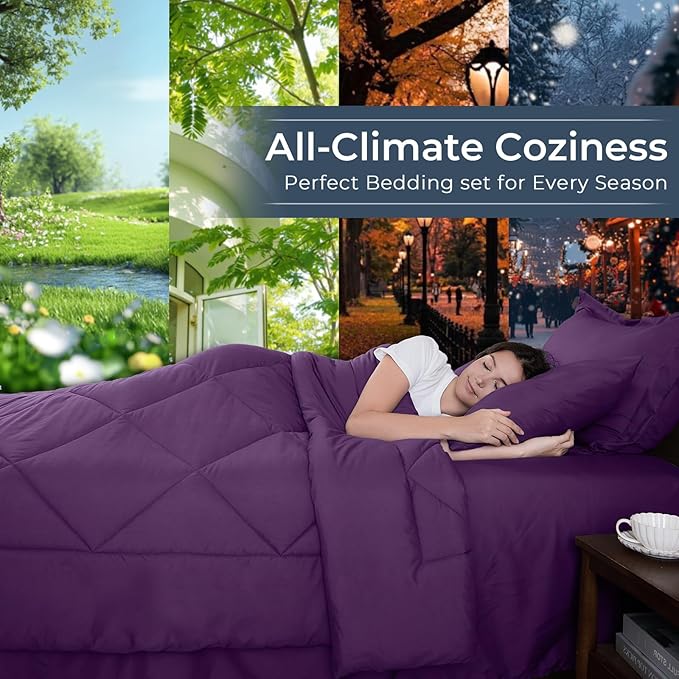 HEVUMYI Grape Purple California King Comforter Set - Image 3