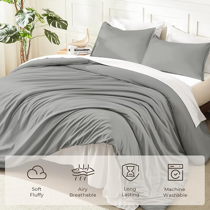 Litanika Comforters Grey Twin/Twin XL Size, 2 Pieces Lightweight Solid Bedding - Image 3