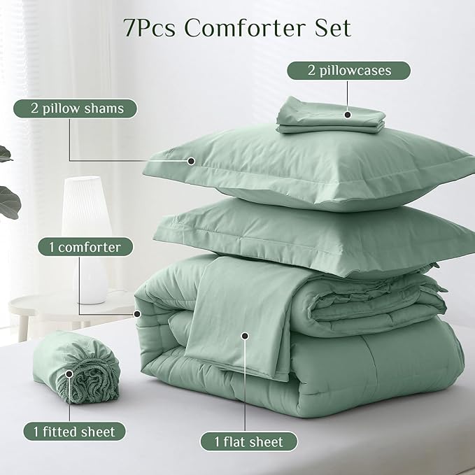 JOLLYVOGUE King Comforter Set, Ultra-Soft Bed in a Bag King Size 7 Pieces - Image 5