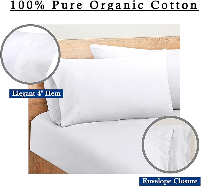Royale Linens White Cotton Pillow Cases King Size Set of 12 - Image 4