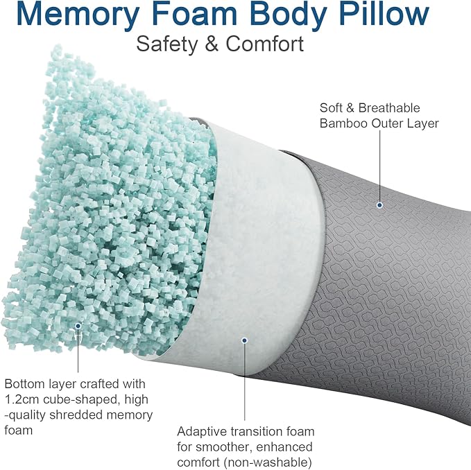 Rainmr Extra Long Body Pillow Memory Foam 160x50cm – Body Pillows - Image 2