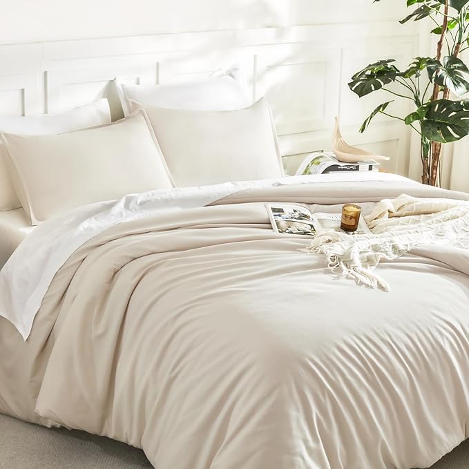 Litanika Oversized King Comforter 128x120 Beige, 3 Pieces Lightweight Solid - Image 5