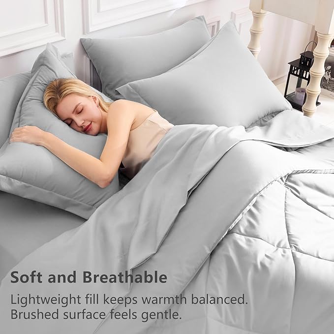 CozyLux Full Size Comforter Sets Light Grey - Image 3