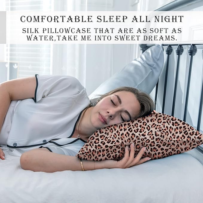 Mulberry Silk Pillowcase for Hair and Skin Standard Size Leopard Print Silk - Image 6