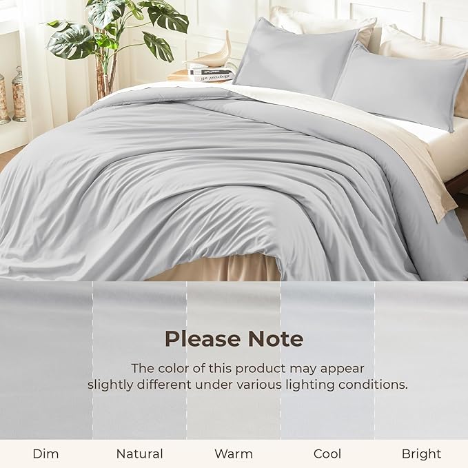 Litanika Light Grey Twin/Twin XL Comforter Set, 2 Pieces Lightweight Solid - Image 8