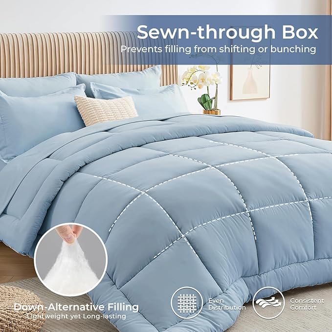 Sasttie Queen Comforter Set, 7 Pieces Bed in a Bag Queen, Complete Bedding Set - Image 3