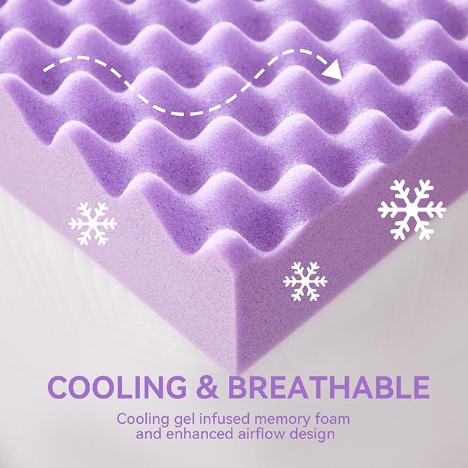 SINWEEK 3 Inch Egg Crate Memory Foam Mattress Topper Twin Size, Soft Mattress - Image 3