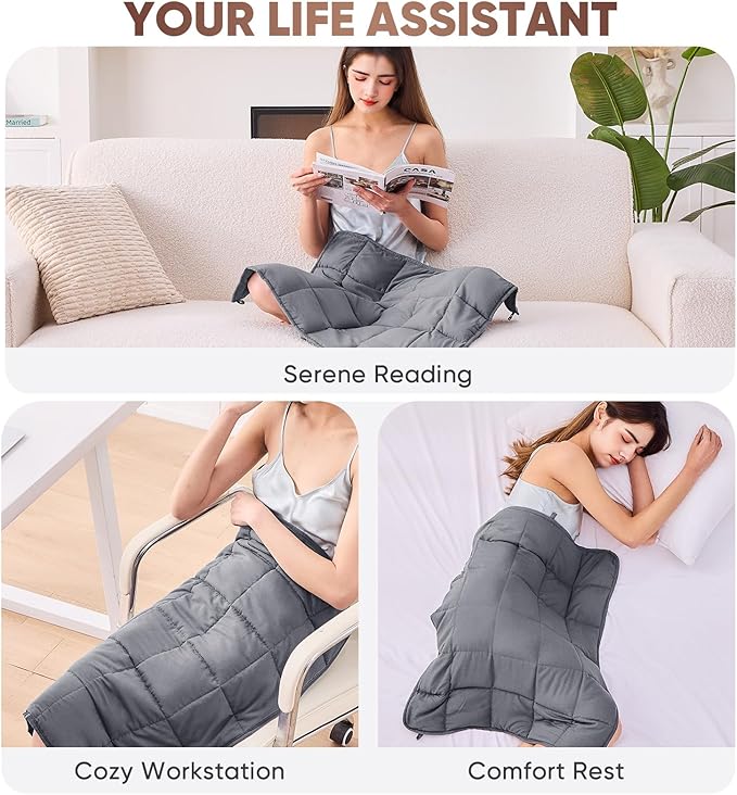 Weighted Lap Blanket for Adults 5lbs, Portable Travel Weighted Blankets - Image 6