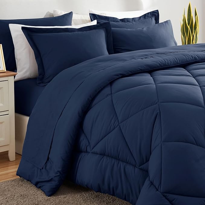 CozyLux King Size Comforter Set Navy Blue - Image 8