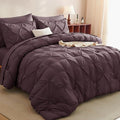 CozyLux King Size Comforter Set Cocoa Powder, 7 Pieces Pintuck Bed in A Bag by CozyLux