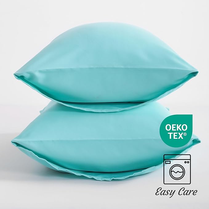 NTBAY Queen Pillow Cases Set, 2 Pack Brushed Microfiber 20x30 Inches, Aqua - Image 5