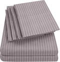 Queen Sheets Pinstripe Gray by SweetHomeCollection