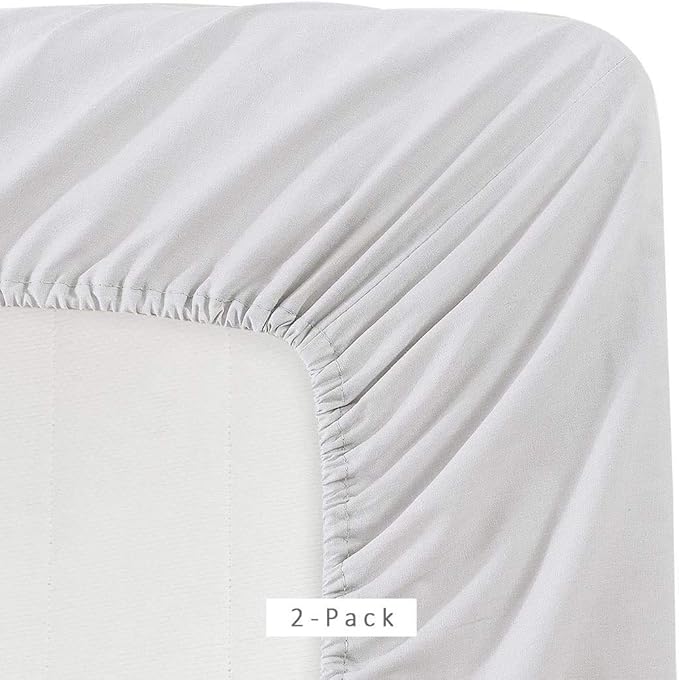 Microfiber 2 Queen Light Gray Fitted Bottom Bed Sheets 1800 Ultra Soft - Image 2