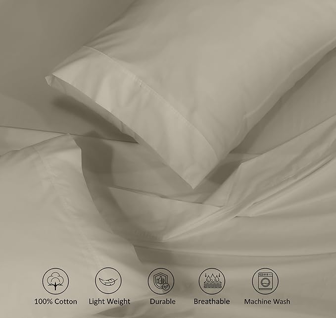 RUVANTI 100% Cotton Sheets – Full Size Percale Bedding, Cooling & Breathable - Image 4