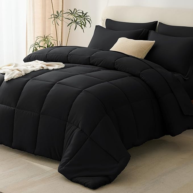 CozyLux King Size Comforter Set Black by CozyLux