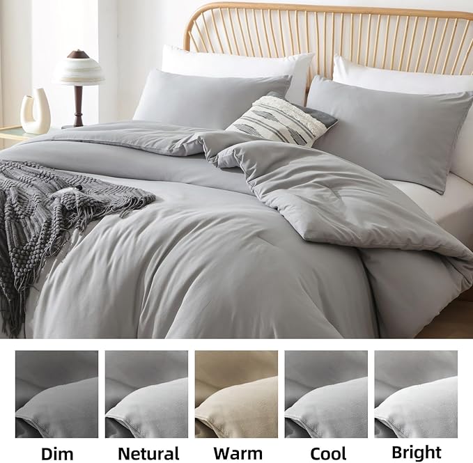 ROSGONIA California King Comforter Set Grey - Image 8
