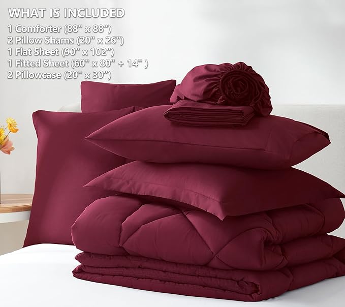 CozyLux Queen Comforter Set Burgundy - Image 6