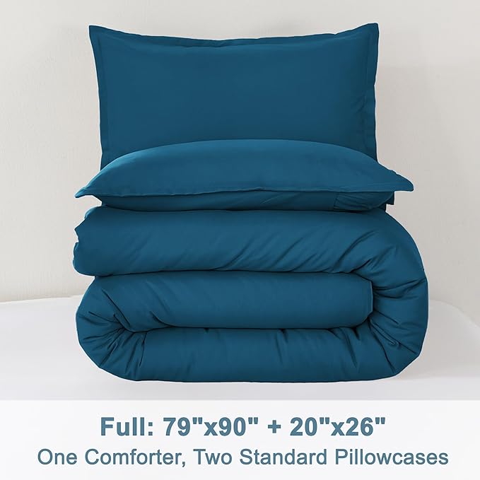 Litanika Teal Comforter Full Size, 3 Pieces Turquoise Lightweight Solid Bedding - Image 9