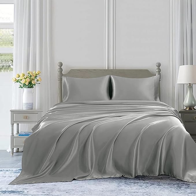 Homiest Light Grey Satin Flat Sheet - Image 5