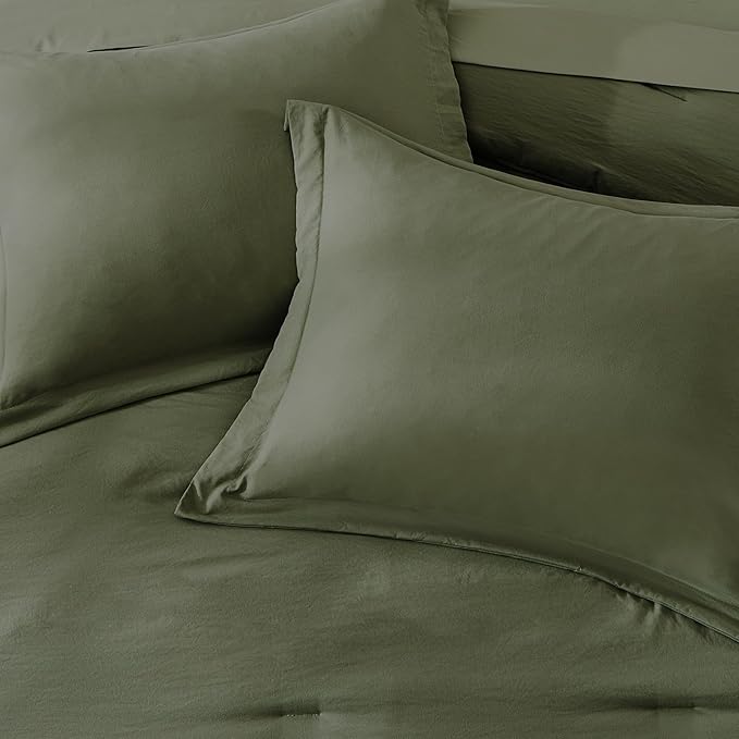 WRENSONGE Twin XL Comforter Set, 5-Piece Olive Green Bedding Collection - Image 4