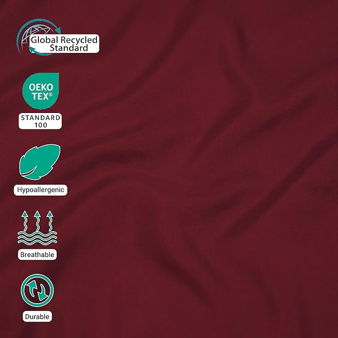 ZPECC King Flat Sheet Only 1 Pack, Durable Burgundy Top Bed Sheets - Image 2