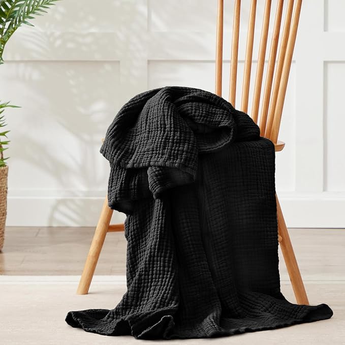 100% Cotton Muslin Blanket 50"x 60", 6 Layers Breathable and Lightweight Cotton - Image 3