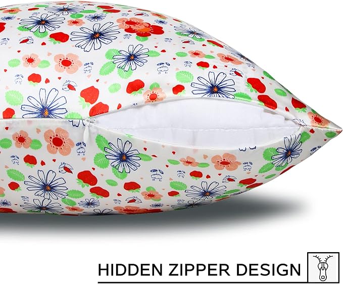 MANSPHIL Red White Cute Flowers Silk Pillowcase Standard Size, 22 Momme 100% - Image 5