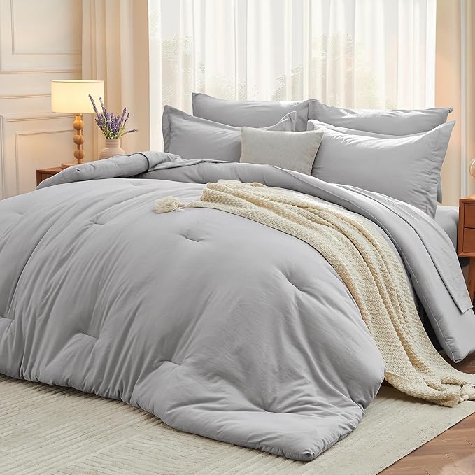 MUXHOMO 7 Pieces California King Comforter Set, Soft Bed in a Bag Cal King Size by MUXHOMO