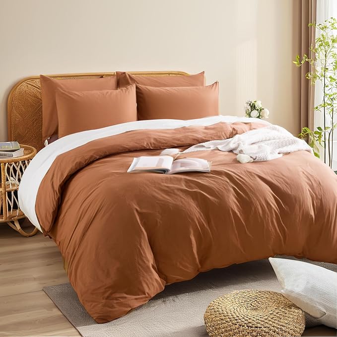 NEXHOME PRO Duvet Cover Set 100% Washed Cotton Oversized Queen 98"x98" - Image 4
