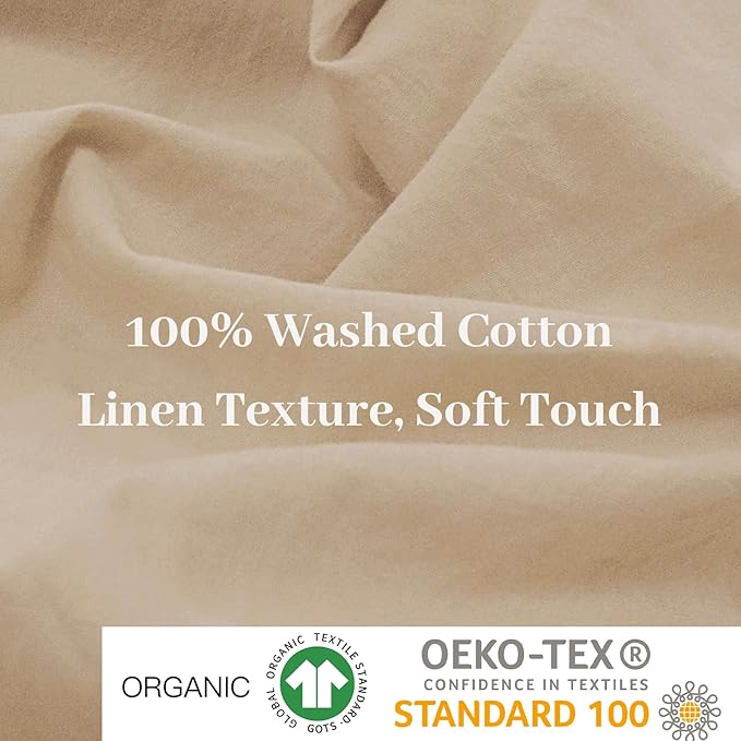 NEXHOME PRO Duvet Cover Set 100% Washed Cotton Oversized King 120"x98" Linen - Image 7