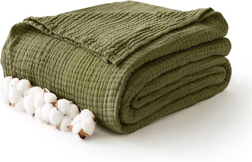 100% Cotton Muslin Blanket 40" x 40", Breathable and Lightweight Cotton Throw by Kozyhvn