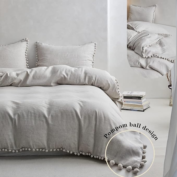 Simple&Opulence French Linen Blended Duvet Cover King, Flax Viscose Derived - Image 2