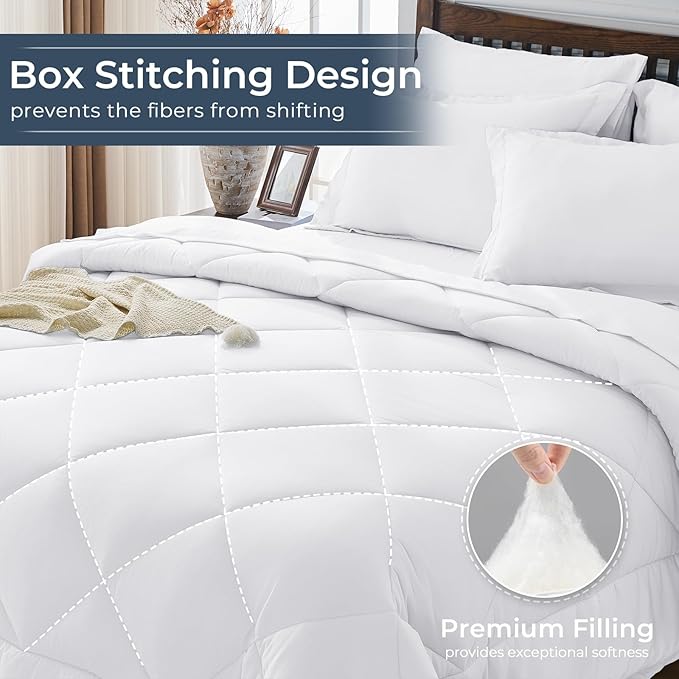 HEVUMYI White California King Comforter Set - Image 4