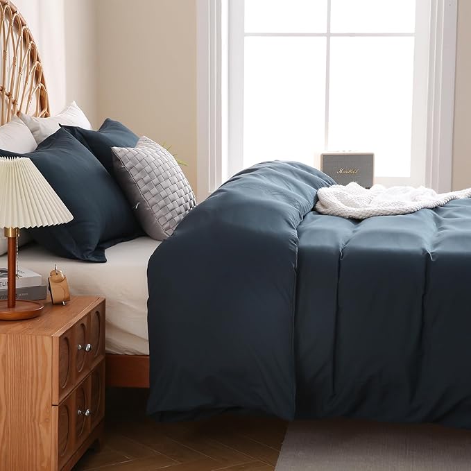 JSD Navy Blue Duvet Cover Set King Size, 3 Piece Duvet Cover - Image 7