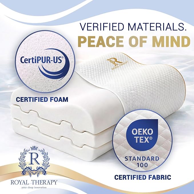 Royal Therapy Travel Memory Foam Pillow, Neck Pillow Bamboo Adjustable Side - Image 8