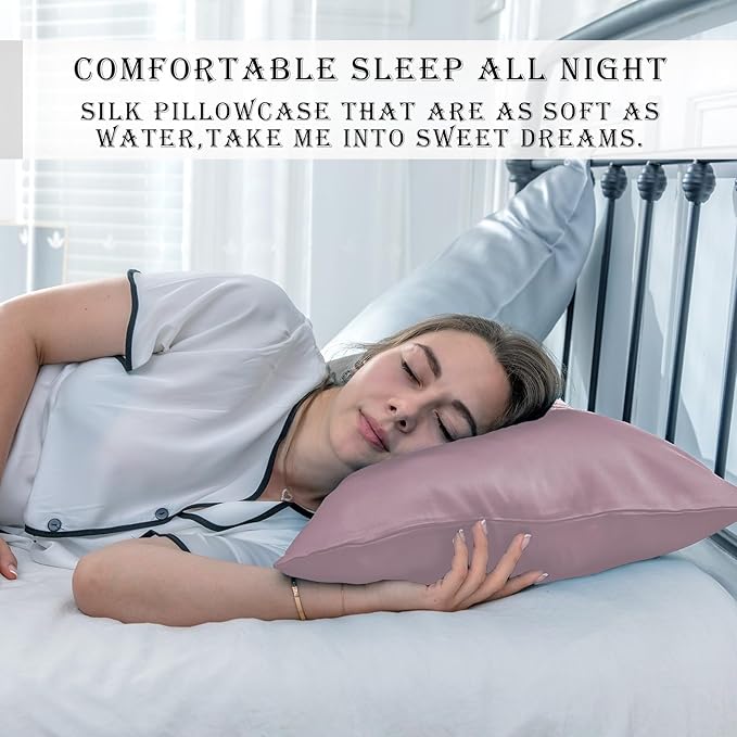 Silk Pillow Cases 2 Pack, Soft Breathable and Sliky Standard Size Pillow Cases - Image 6