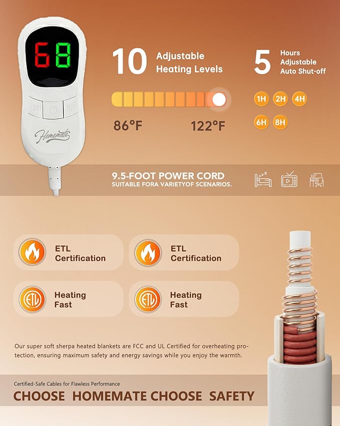 Homemate Electric Heated Throw Blanket - Image 6