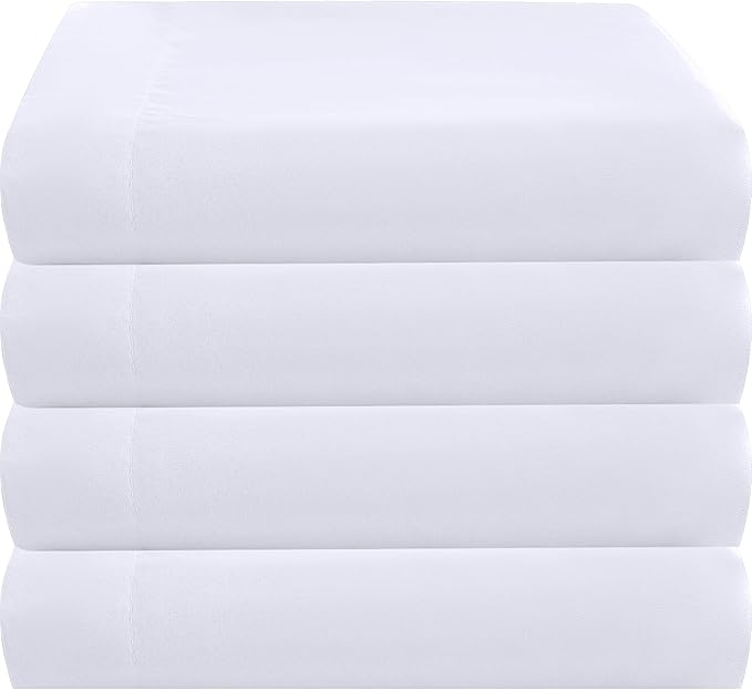 ZPECC Full Flat Sheet Only 4 Pack, Durable White Top Bed Sheets Hypoallergenic by ZPECC-ABrandThatHasBeenFocusedOnBabyProductsFor18Years