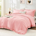 FUANNA Full Size Comforter Sets Pink, 3 Pieces Ruffle Full Size Bedding Sets by FUANNA
