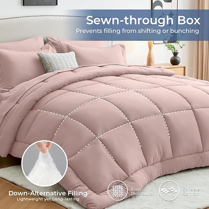 Sasttie California King Comforter Set, 7 Pieces Cal King Bed in a Bag, Complete - Image 3