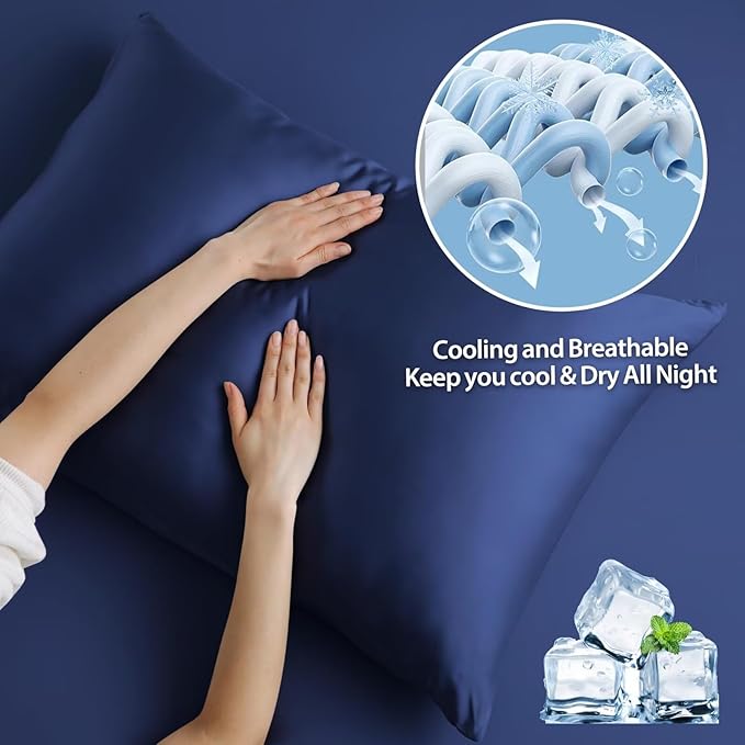 4 Pack Cooling Pillow Cases, Viscose Derived from Bamboo Pillow Protectors King - Image 4