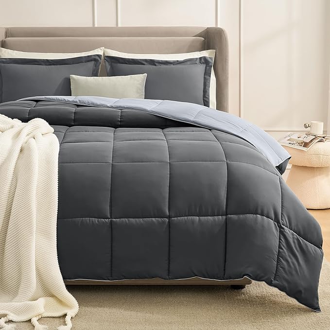 Homelike Moment Oversized Queen Comforter Set Grey, Lightweight Down by HomelikeMoment