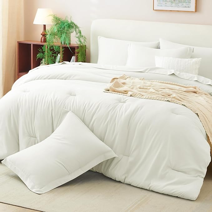CozyLux Full Size Comforter Sets Ivory, 7 Pieces Bed in a Bag Full Comforter Set - Image 7