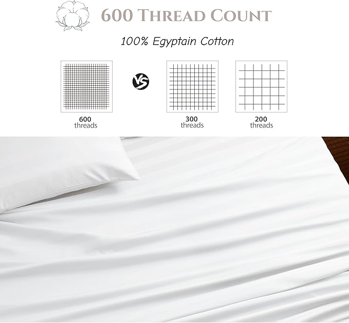 Cotton Flat Sheets Only, 600 TC 100% Cotton Flat Sheet Top Sheet Only, Queen - Image 3